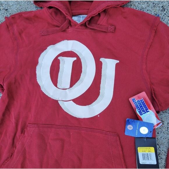 Y2K Nike Oklahoma Sooners Hooded Sweatshirt Hoodie Crimson Red Mens Size Small - Picture 2 of 4